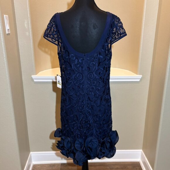 👗NWT Jessica Simpson Navy Floral Embroidery Shift Ruffle Dress Size 14 - Picture 4 of 14